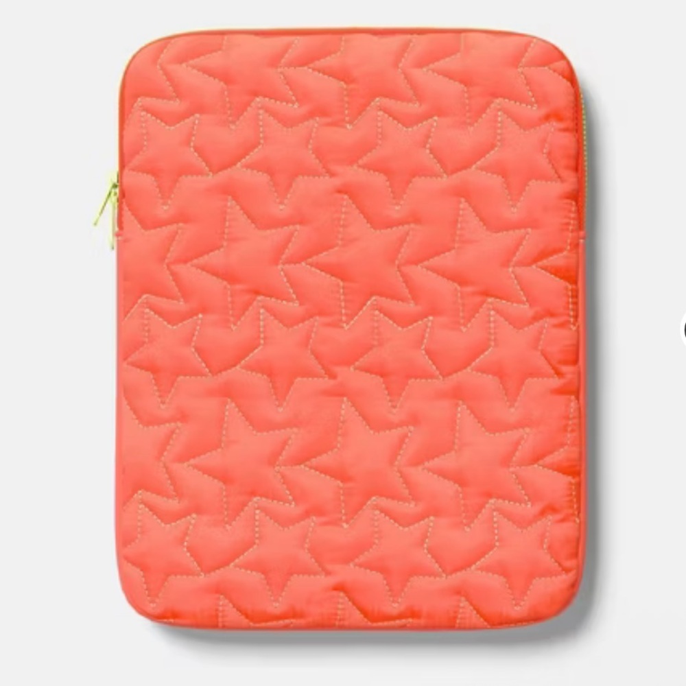 Heyday Coral Orange and Lime Puffy Laptop/Tablet Sleeve Up to 12.9